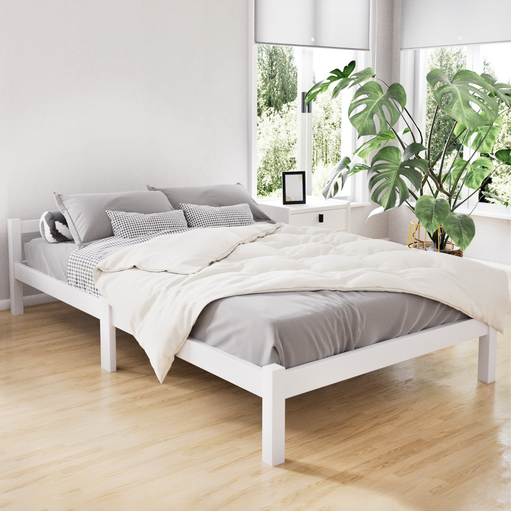 WBED-C-001KS-107-WH-17965-07 Artiss Bed Frame King Single Size Wooden White LEXI - Image 1