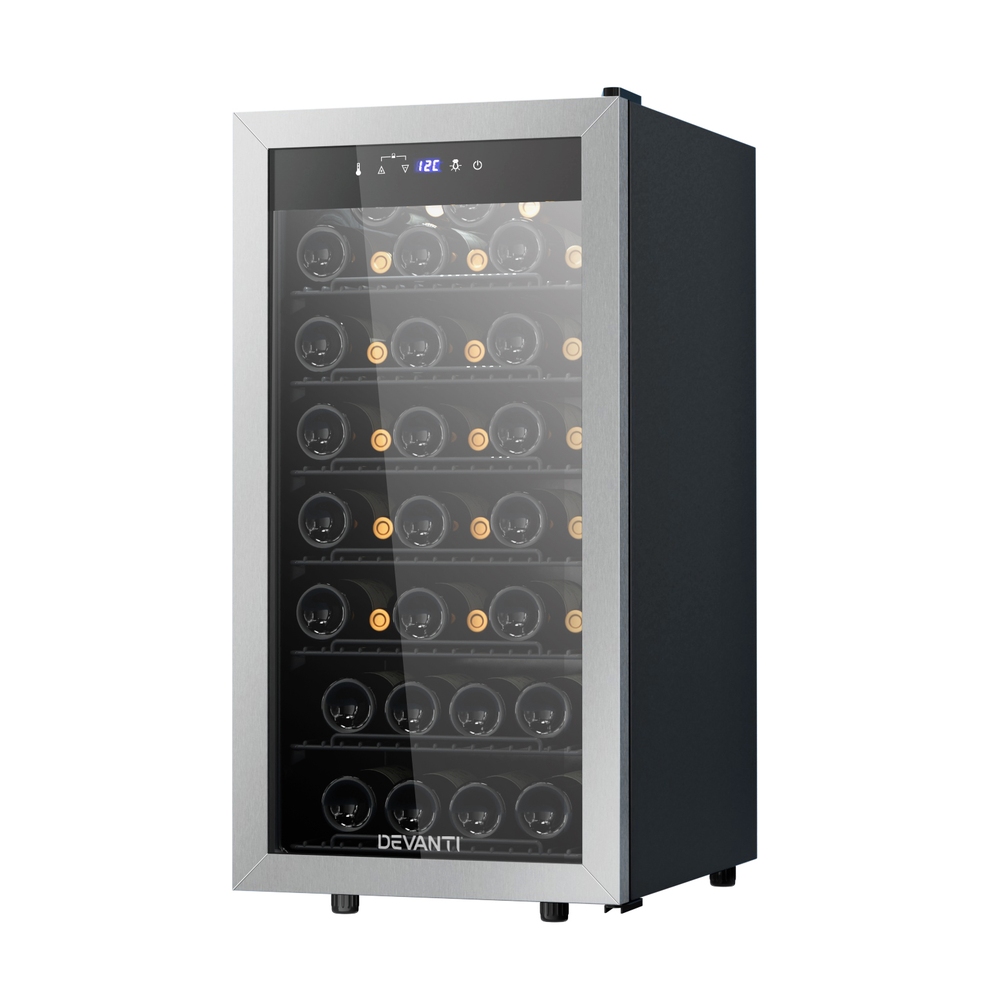 WC-C-42B-SS-BK-210300-00 Devanti Wine Fridge Cooler 42 Bottles - Image 1
