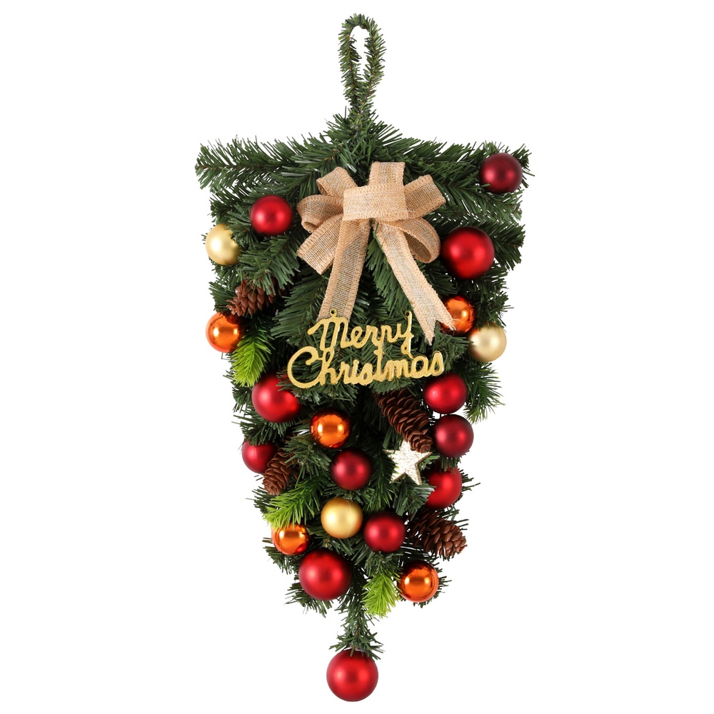 XM-TR-GAR-BOWTIE-BAUBLES-191743-00 Jingle Jollys Hanging Christmas Garland 50CM Ornaments Party Decorations - Image 1
