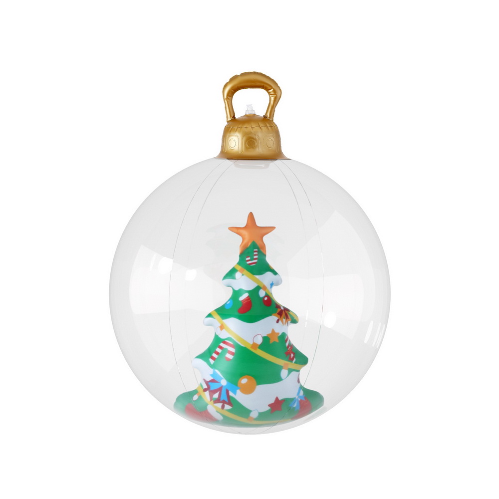 XMAS-INF-BAUBLE-TREE-CLEAR-190825-00 Jingle Jollys Christmas Inflatable Ball 60cm Tree Decoration Giant Bauble Clear - Image 1