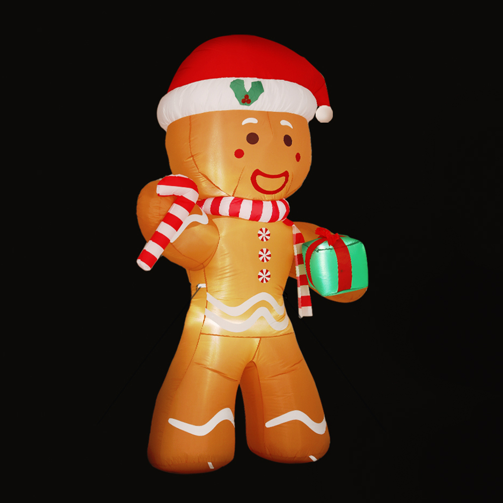 XMAS-INF-GINGER-8FT-88792-00 Jingle Jollys Christmas Inflatable Gingerbread Man 2.4M Illuminated Decorations - Image 1