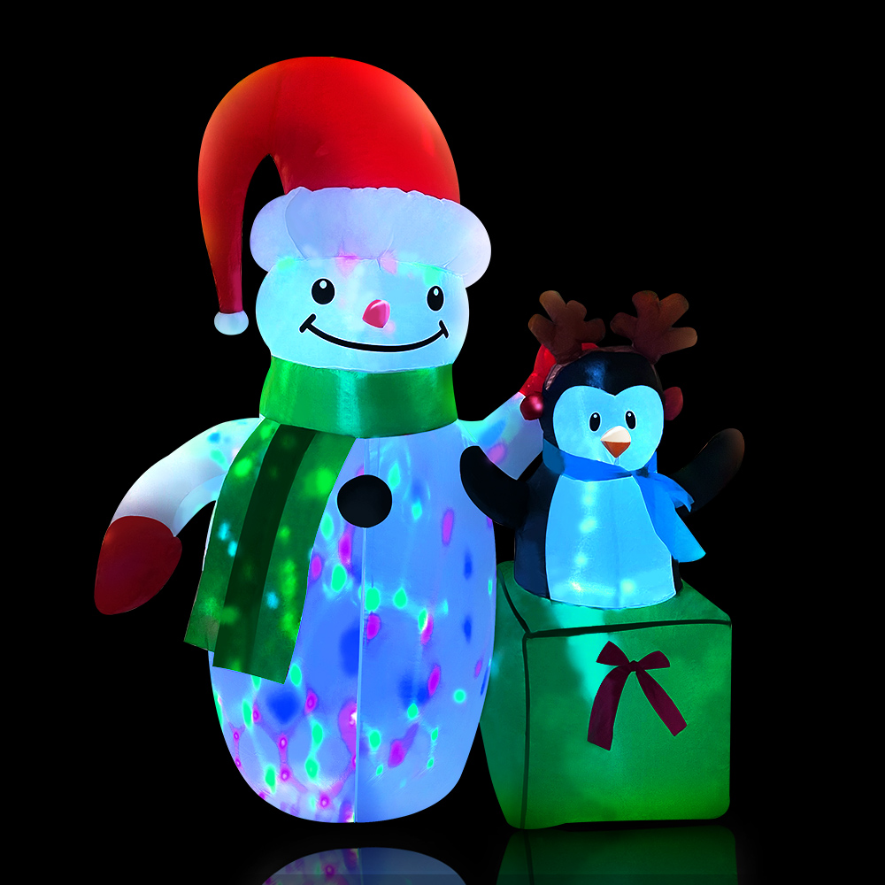 XMAS-INF-SNO-PLIGHT-6FT-00 Jingle Jollys Christmas Inflatable Snowman 1.8M Illuminated Decorations - Image 1