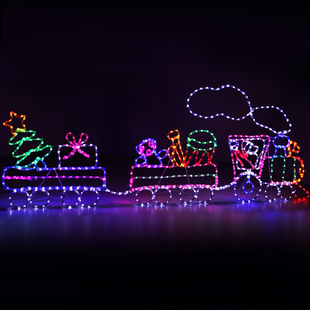 XMAS-MOT-D-TRAIN-MC-00 2.1M Christmas Lights 631 LED Train Motif Light Decorations Jingle Jollys - Image 1