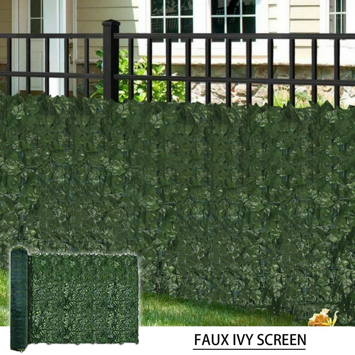 main_image_faux_ivy_wall_panel_8 Artificial Ivy Leaf Hedging & Privacy Screen (shade cloth backing) 3m x 1m Roll - Image 1