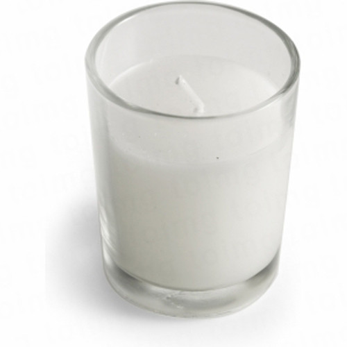 nullCLEAR-GLASS-WHITE-WAX-65195-00 10 White Wax Clear Glass Holder Votive Candle - Wedding Event Centrepiece Table Decoration - Image 1