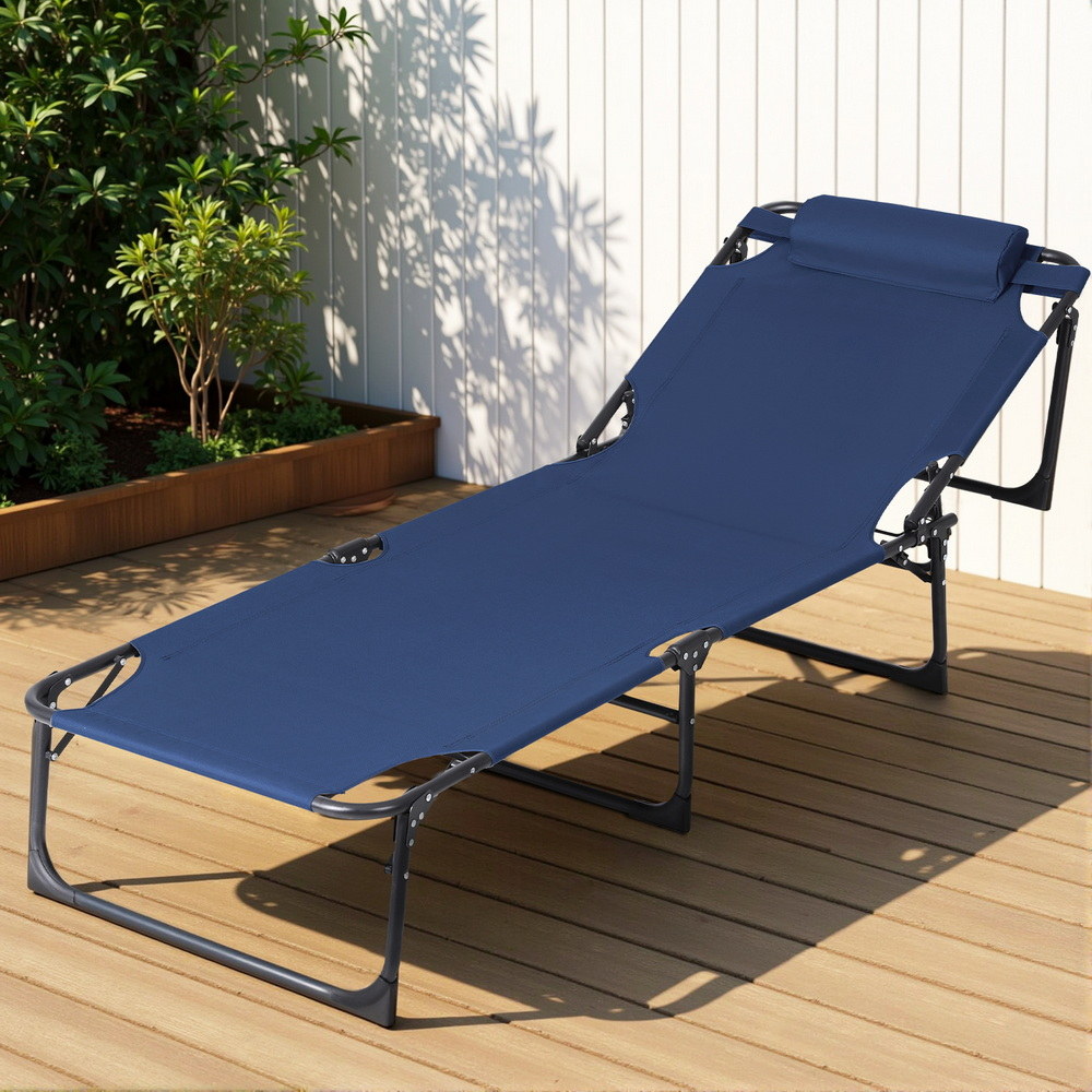 FF-LOUNGE-STFA-BU-202509191528-00 Gardeon Sun Lounger Folding Lounge Beach Chair Patio Outdoor Furniture - Image 1