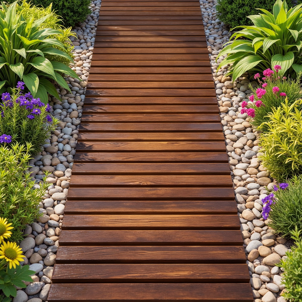 GD-PW-8FT-CC-202509291426-00 Gardeon 8FT Wooden Garden Pathway Roll-Out Straight Walkway Outdoor Backyard Charcoal Brown - Image 1