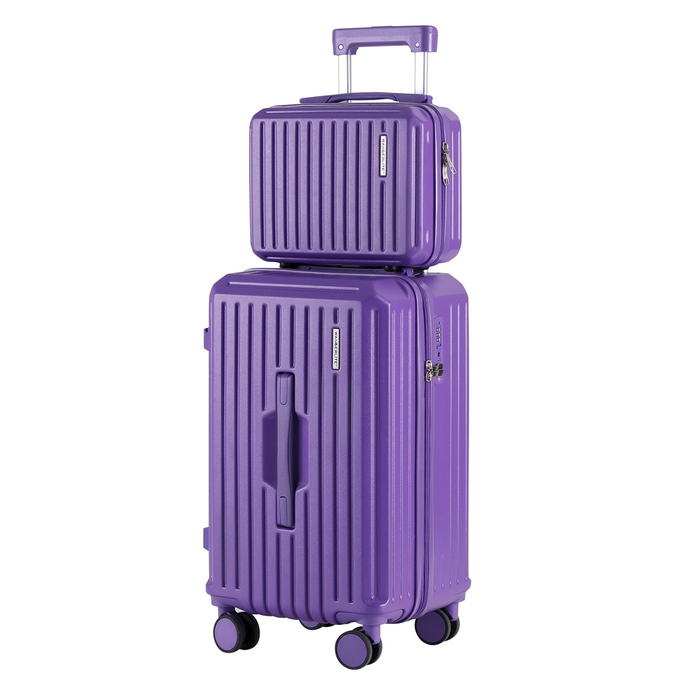 LUG-ABS-TRUK-12-20-PR-202508261134-00 Wanderlite 2pcs Trunk Luggage Suitcase Travel Carry On TSA Lock 12" 20" Purple - Image 1