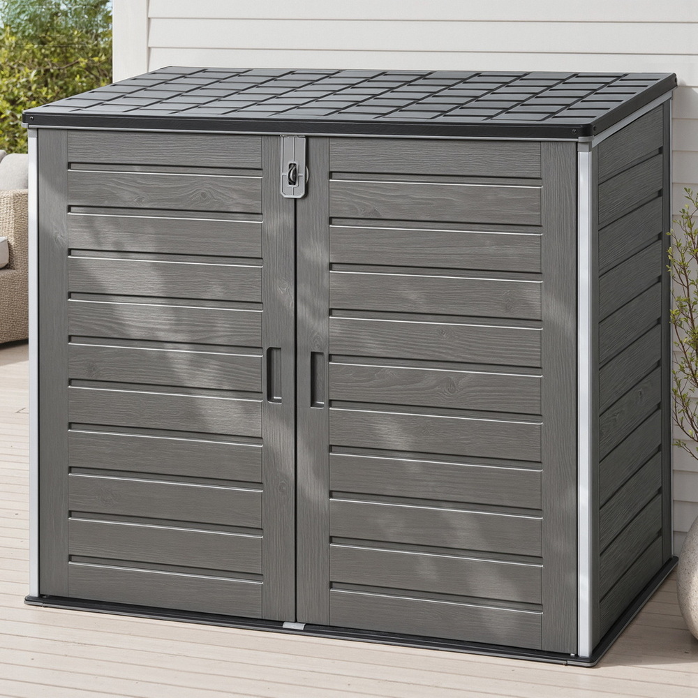 OSB-1170L-GE-202509111914-00 Gardeon Outdoor Storage Box 1170L Container Lockable Cabinet Tool Organizer Shed Grey - Image 1