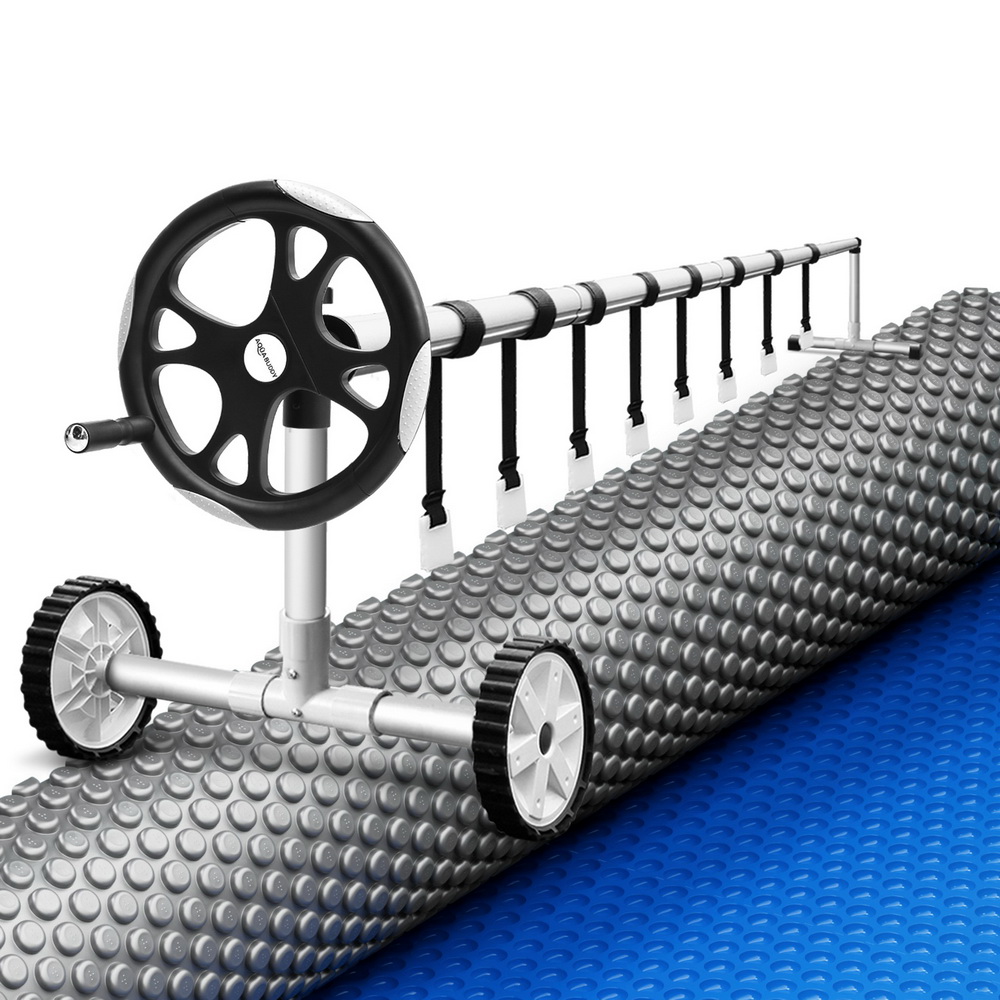 PC-80X42-XL-DX-BL-ROLLER-202508051640-00 Aqua Buddy Pool Cover 600 Micron Solar Heat Blanket LDPE 8x4.2m w/ 5.55m Roller - Image 1