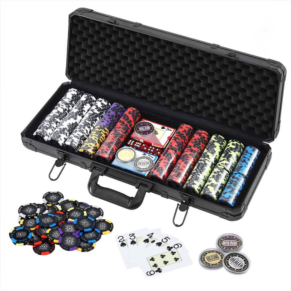 PCS-RCO-500-14G-202508051638-00 Poker Chip Set 500PC 14g Chips Casino Gambling Party Game Dice Cards - Image 1