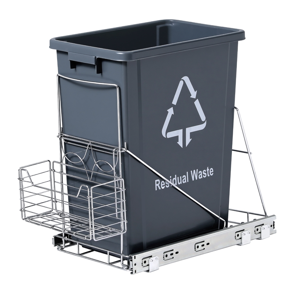 POT-BIN-40L-GY-202508111553-00 Cefito Pull Out Bin Kitchen Cabinet Slide Garbage Rubbish Bins Basket 40L Grey - Image 1
