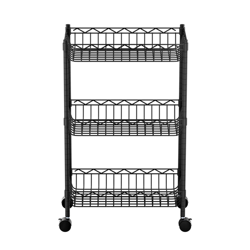 SU-45X70-ROLL-BK-202509121506-00 Artiss 3-Tier Shelving Unit Adjustable Garage Storage Kitchen Rack With Wheels - Image 1