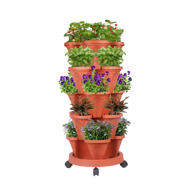 V1003-HW-SBS034-RD-202508191036-00 Hivvago 5-Tier Vertical Garden Planter – Stackable Indoor/Outdoor Pot with Base - Image 1