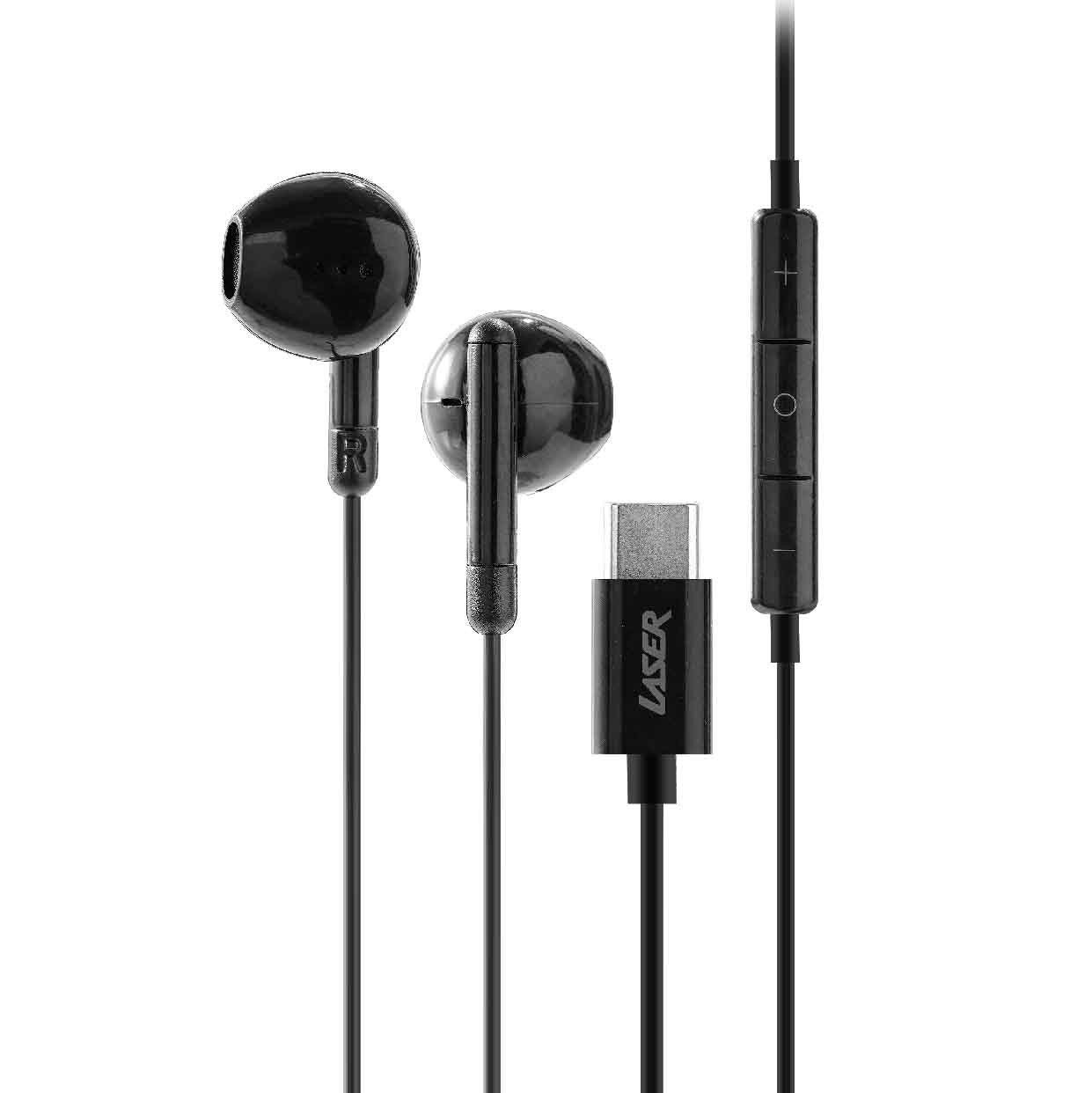 V1031-AO-USBCM-BLK-202508191653-00 Laser USB-C Earphones with Microphone - Black - Image 1