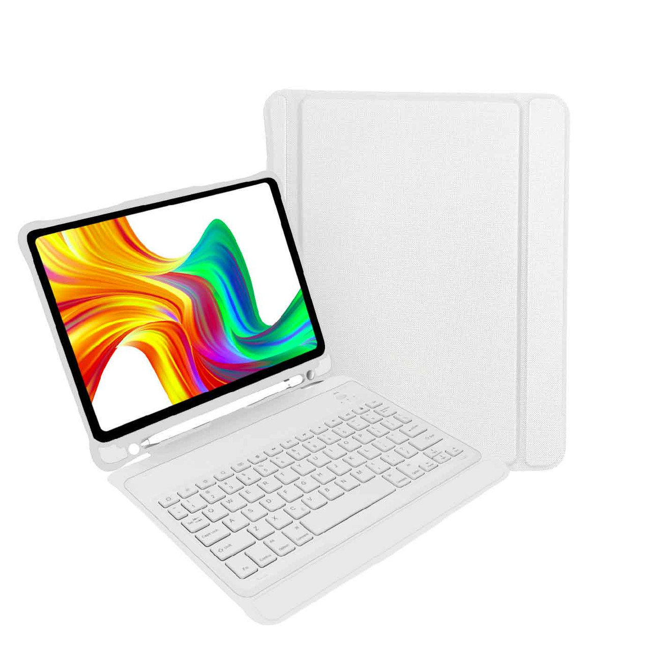 V1031-KB-IPAD109W73-202507041110-00 Laser iPad 10.9-inch Wireless Keyboard Case White - Image 1