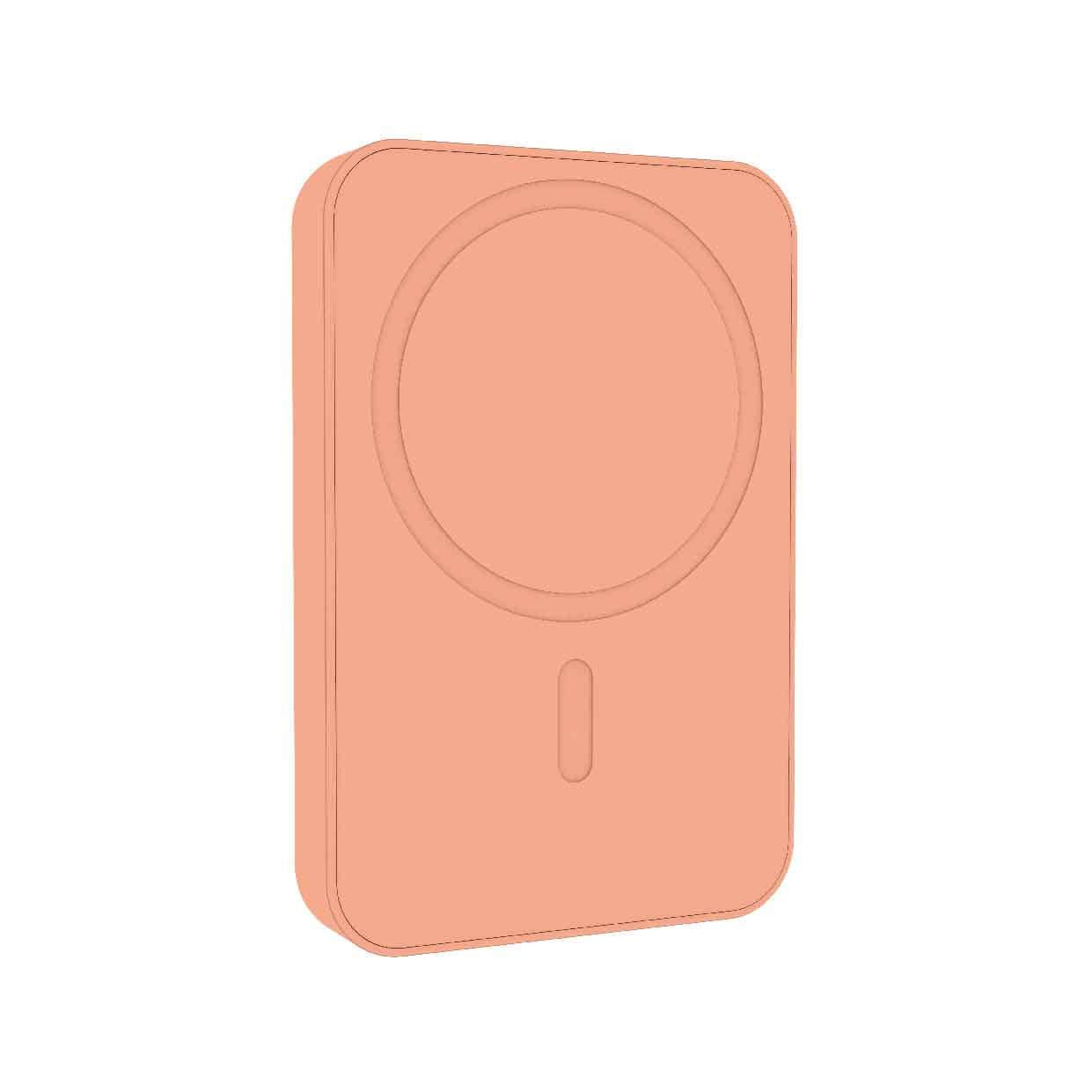 V1031-PB-5MSPE-798-202507251010-00 Laser 5000mAh Magnetic Wireless Power Bank Peach - Image 1