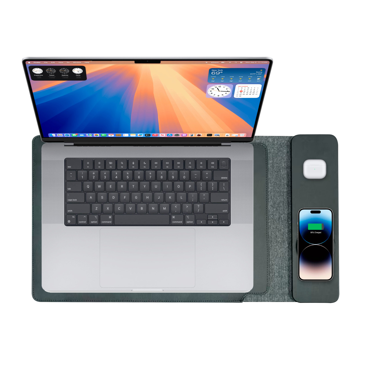 V1031-WC-S16B-839-202507251018-00 Laser Wireless Charging Laptop Sleeve Up to 16 Inch Black - Image 1