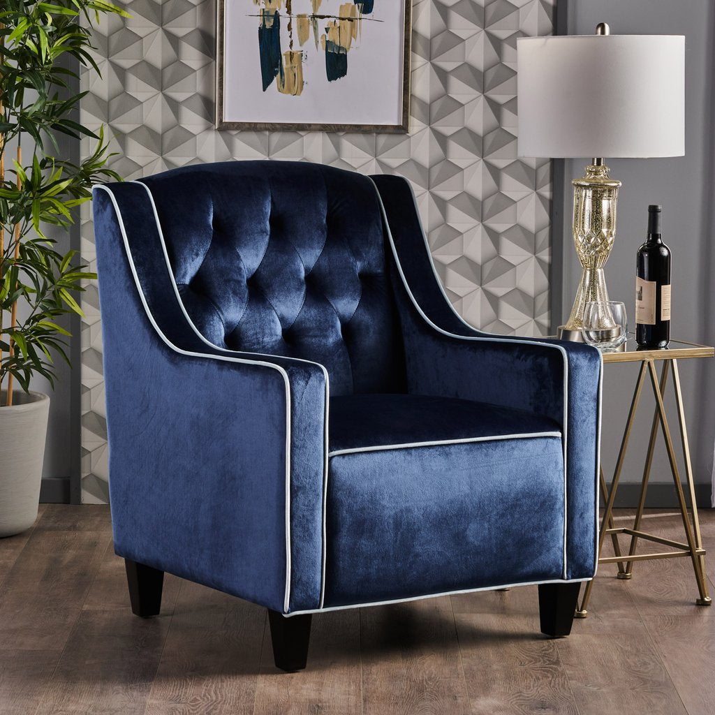 V1041-JSF-5034COBALT-202507151110-00 Lara Two Tone Tufted Cobalt New Velvet Club Armchair - Image 1