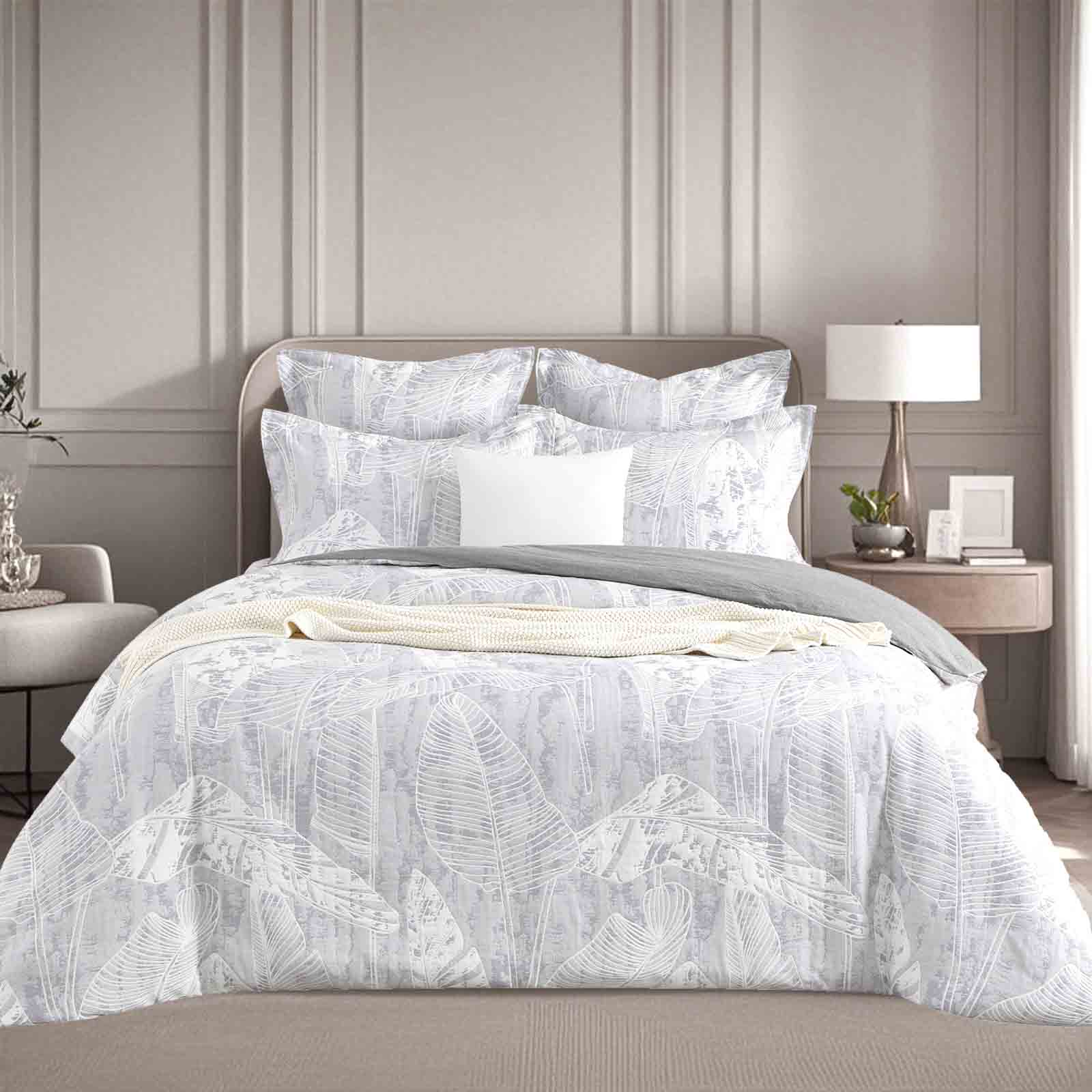 V107-SH331365-202507250955-00 Grove Charcoal Jacquard Queen Quilt Cover Set by Renee Taylor - Image 1