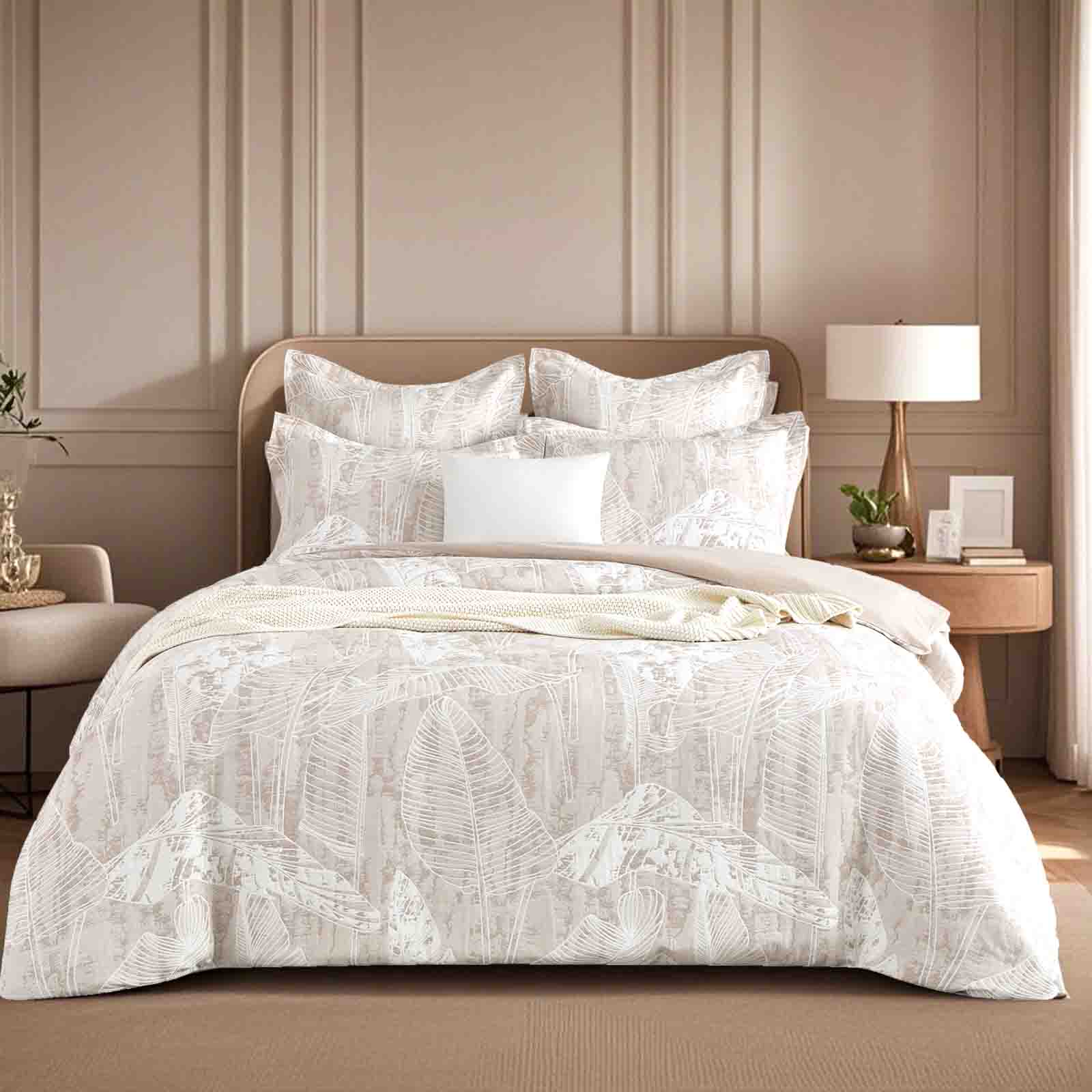 V107-SH331385-202507251010-00 Panache Wood Jacquard Double Quilt Cover Set by Renee Taylor - Image 1