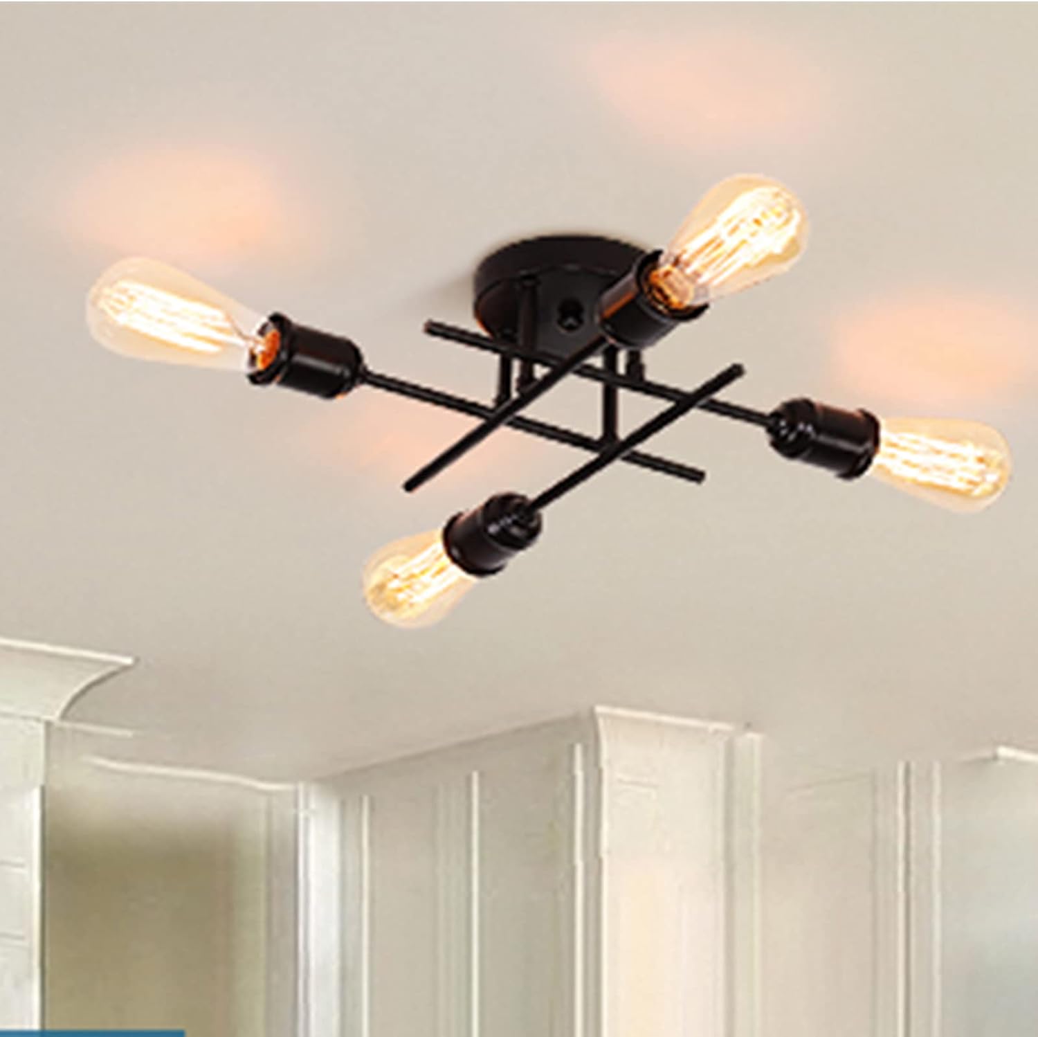 V178-39661-139675-00 Industrial Semi Flush Mount Chandelier, Black - Image 1