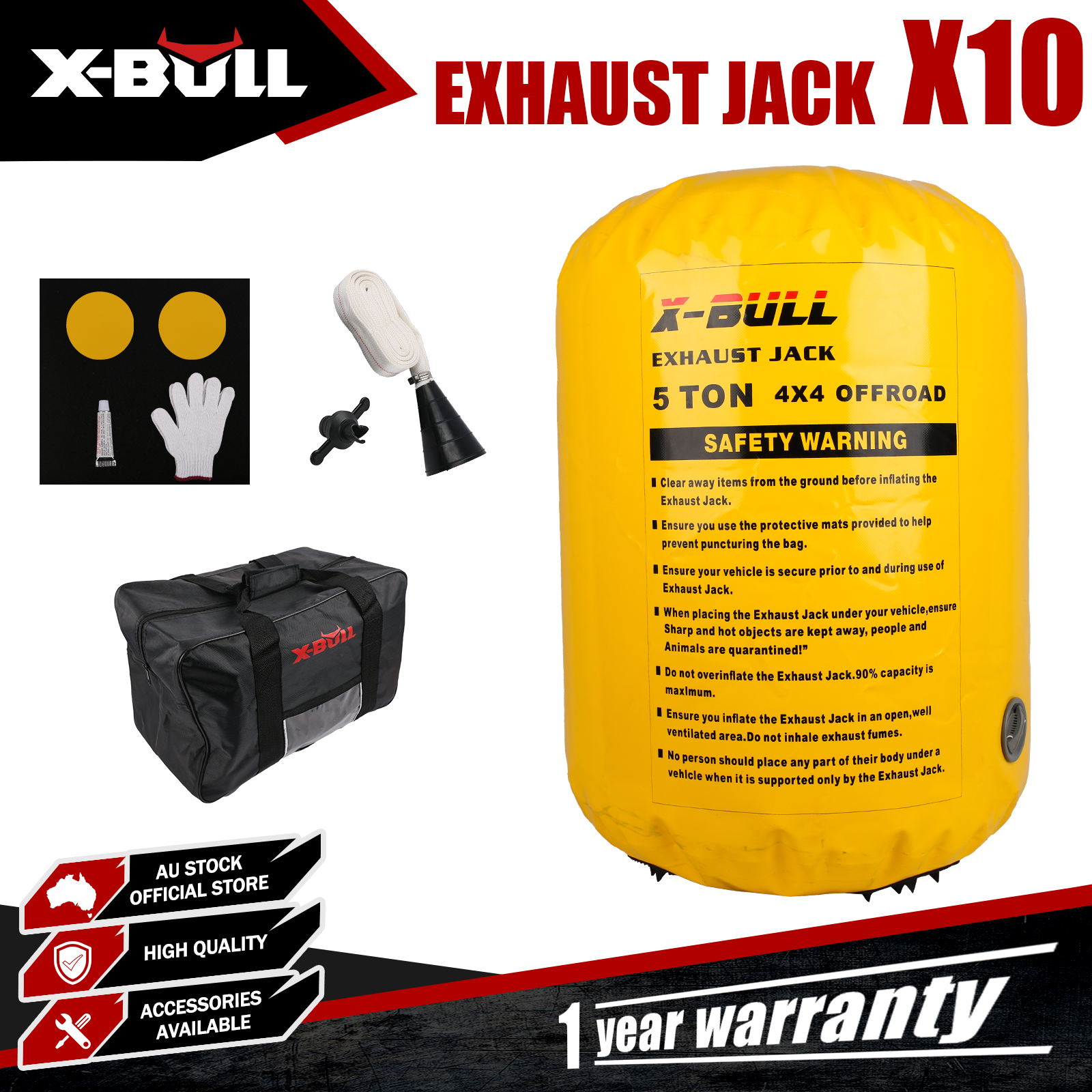 V211-AUEB-XBAT004X10-202508111516-00 X-BULL Exhaust Jack Recovery Jack Air Bag Multi Layer Truck Rescue Kit 4x4 4WD 10 Units - Image 1