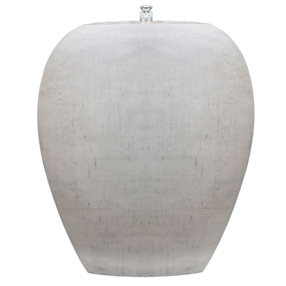 V219-FPKCTPPTP1SA-202508211035-00 Protege Pot Style Solar Water Feature Fountain, with Panel Kit, LED Lights, Light Grey - Image 1