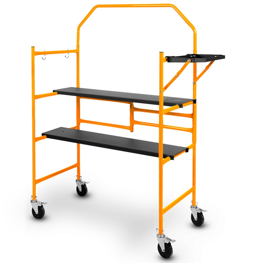 V219-SCFMSCEQM10A-202508111521-00 BAUMR-AG Mobile Scaffold Platform, 226kg Load, Steel Frame, Dual Height, Folding for easy Transport and Storage, Locking Castors, Tool Tray - Image 1