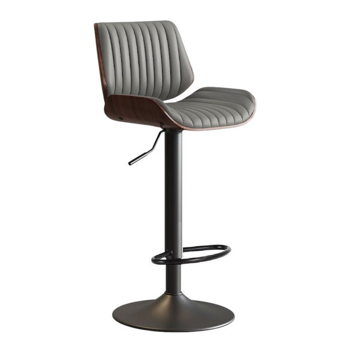 V255-SE-BS5518-GREY-202508300015-00 SERENITà European Wooden Modern Bar Stools Bistro Stool with Rotating and Aerodynamic Multi-levelled (Grey) - Image 1