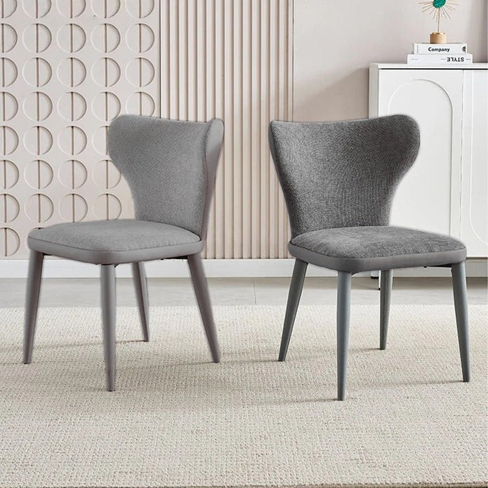 V255-VE-DICH-LGREY-908-202508191653-00 VELLUTO Modern Kitchen Dining Room Chairs Faux Leather Flannel Accent Chairs Metal Vanity Lounge Chair with Back for Living Room Set of 2(Light Grey) - Image 1