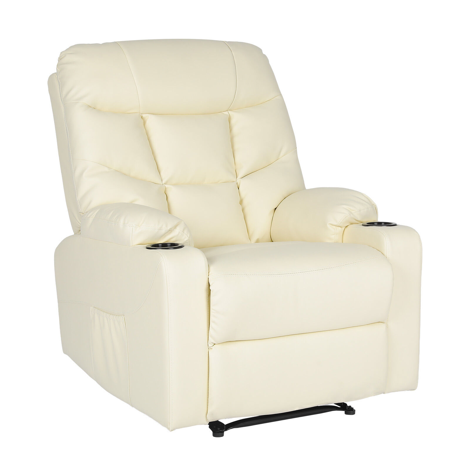 V274-FT-MRC-6115PU-CR-202509231345-00 8-Point Electric Massage Recliner Chair - PU Leather Lounge Sofa Armchair ARLEEN BEIGE - Image 1
