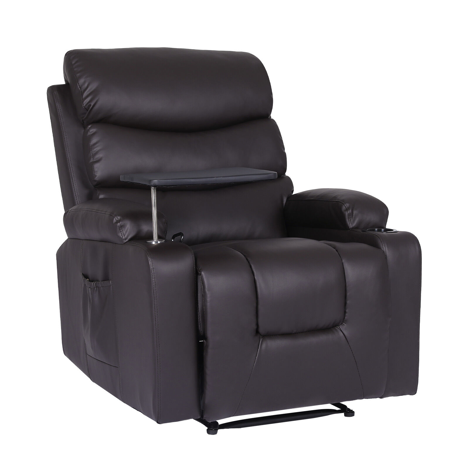 V274-FT-MRC-6175PU-DBN-202509231345-00 8-Point Electric Massage Recliner Chair - PU Leather Electric Lounge Sofa Armchair HARLOW BROWN - Image 1