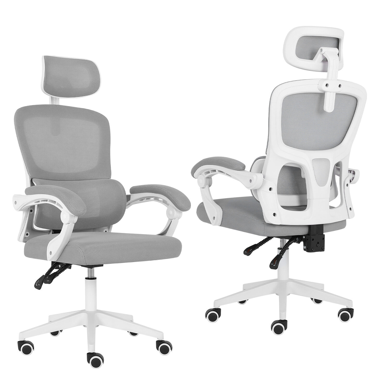 V274-FT-OC-2656B-WHGY-202507250946-00 Ergonomic Reclining Office Chair - Lumbar Support, Adjustable Headrest VELTRA - GREY - Image 1