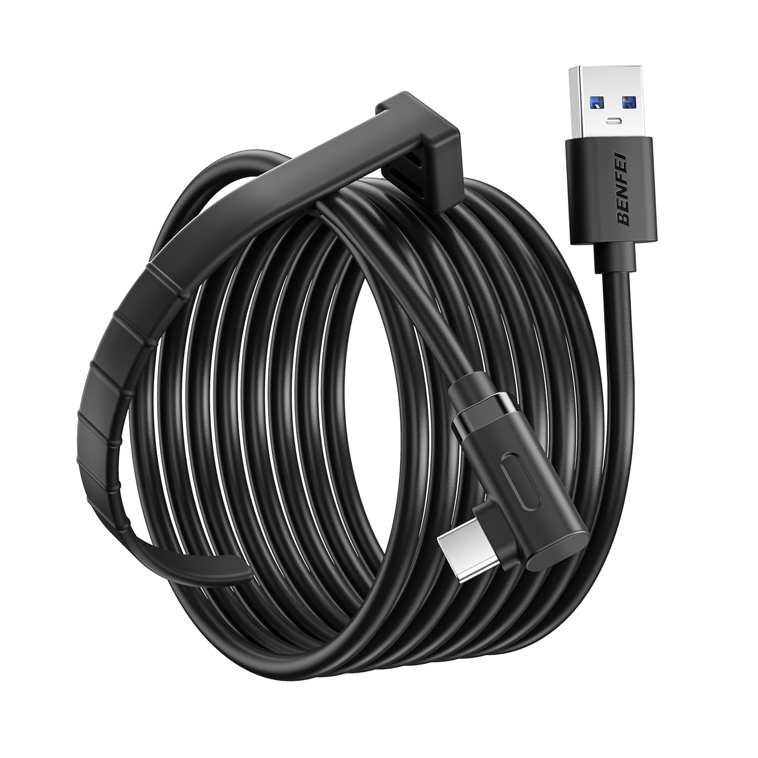 V28-ELEBEN375BK2M-202507301036-00 BENFEI 375BK-2M USB 3.0 to Right Angled USB-C PVC 2M - Image 1
