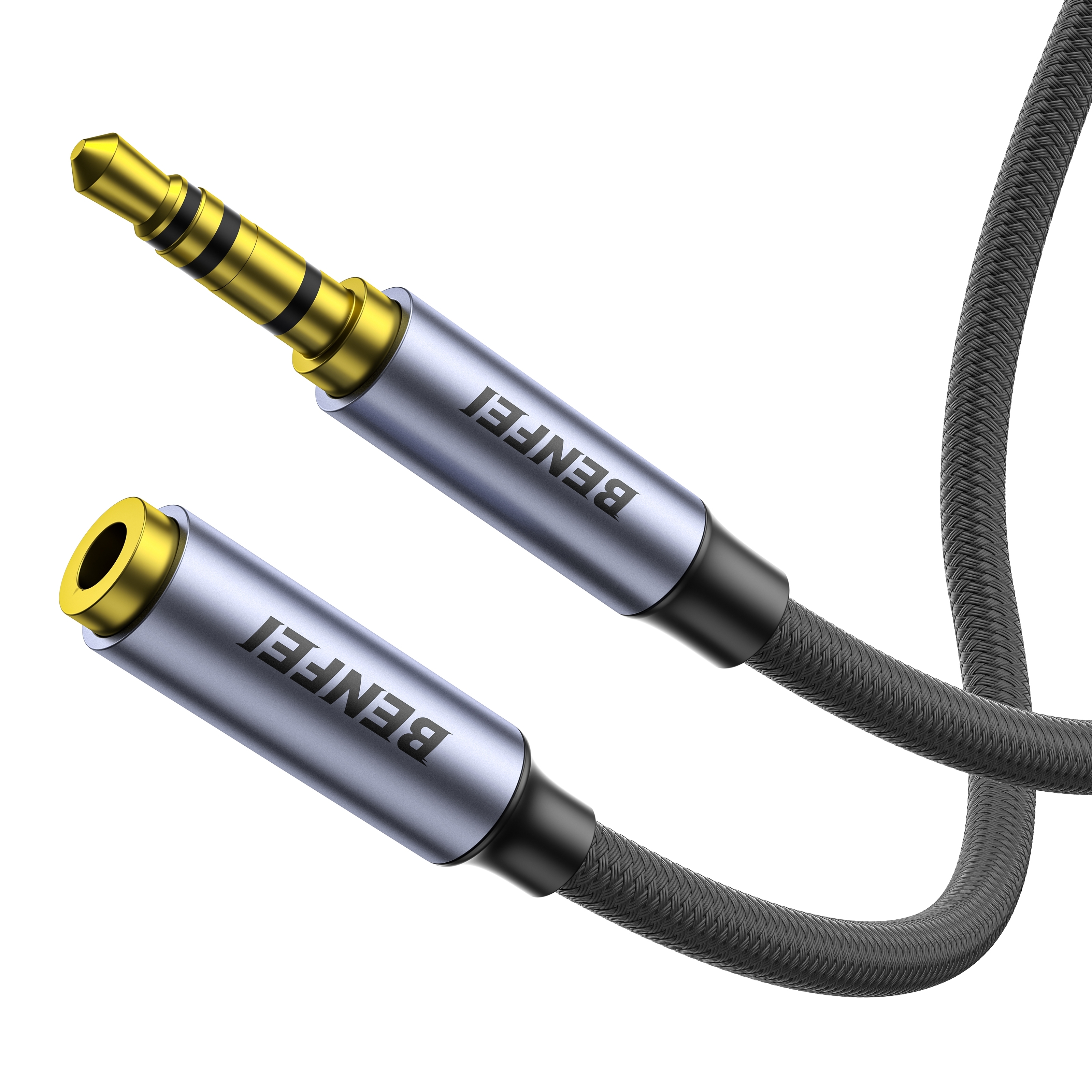V28-ELEBEN421GY10M-202507301040-00 BENFEI 421GY 10M 3.5mm Male to Female AUX Extension Cable, TRRS 4-Pole Stereo Audio Jack Cord for Headphones, Microphone, Smartphones, PC, Laptop, Speakers - Image 1