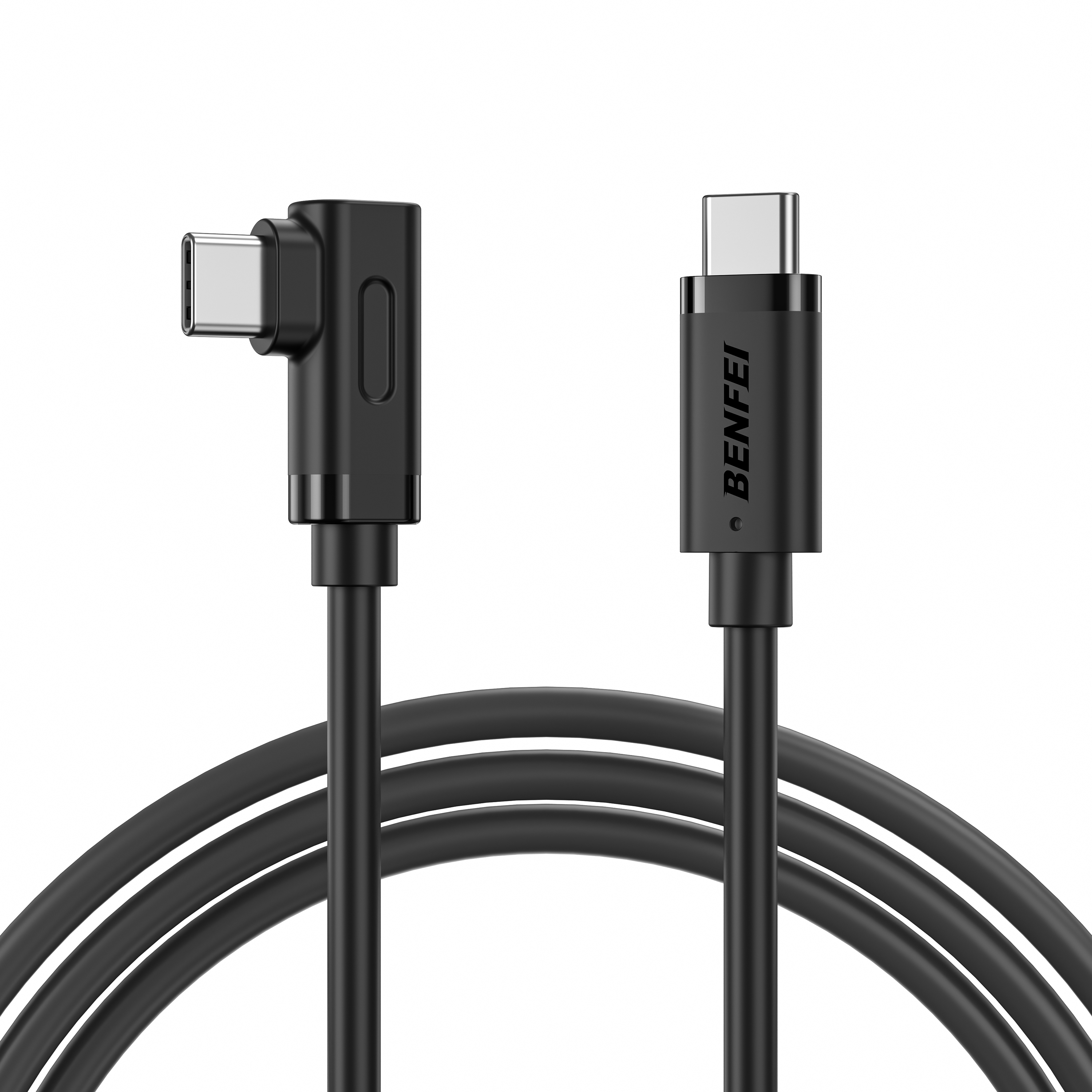 V28-ELEBEN428BK1M-202507301036-00 BENFEI 428BK-1M USB C to Right Angle USB C Cable , 90-dgree Angled USB 2.0 Type C Charger Cable, 3A Fast Charging & 480Mbps Data Sync, Durable PVC - Image 1