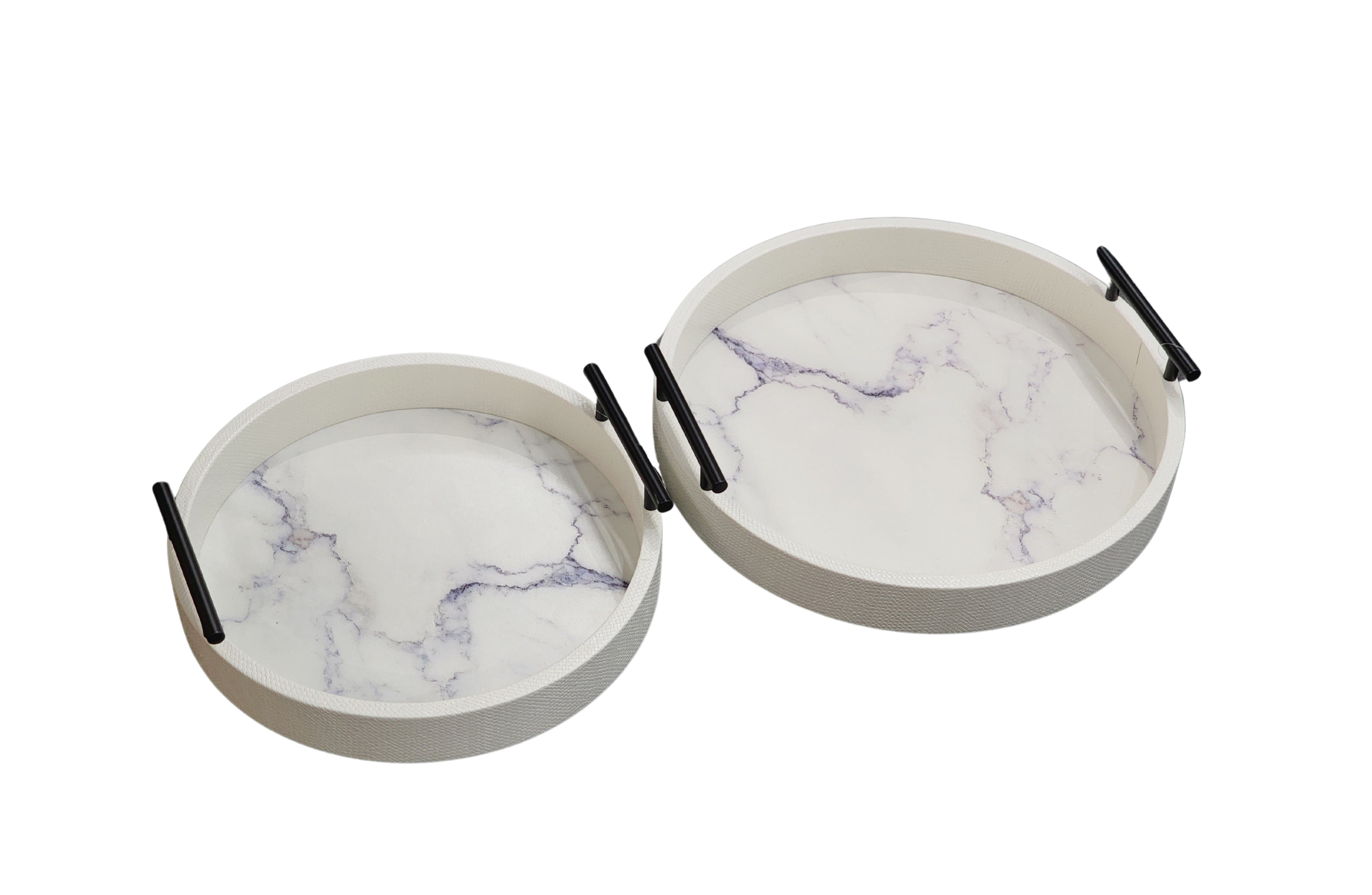 V292-HD-TR-ROUND-S02-MAISON-WHITE-202508221630-00 Maison Round Tray - Set of 2 - White - Image 1