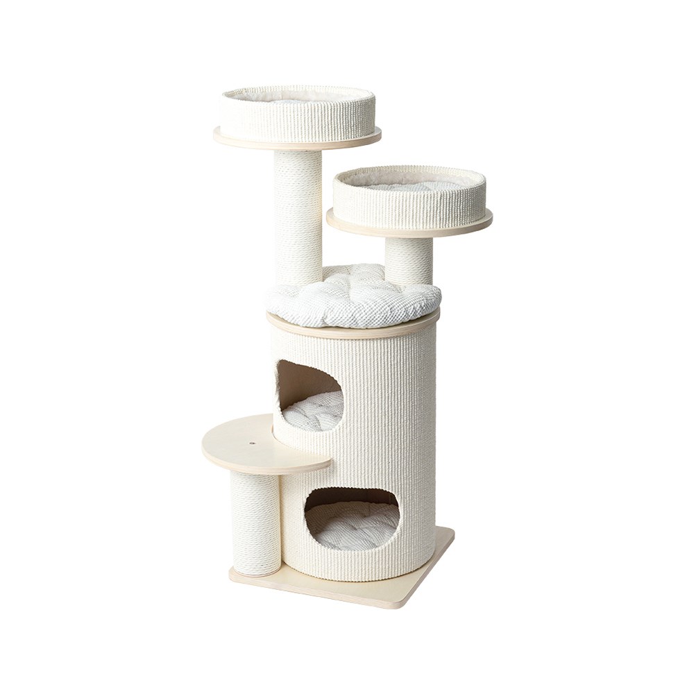 V390-182530PRO-202507030915-00 HONEYPOTCAT PURRING Multi-Level Sisal Barrel Cat Tower - PRO 117cm - Image 1