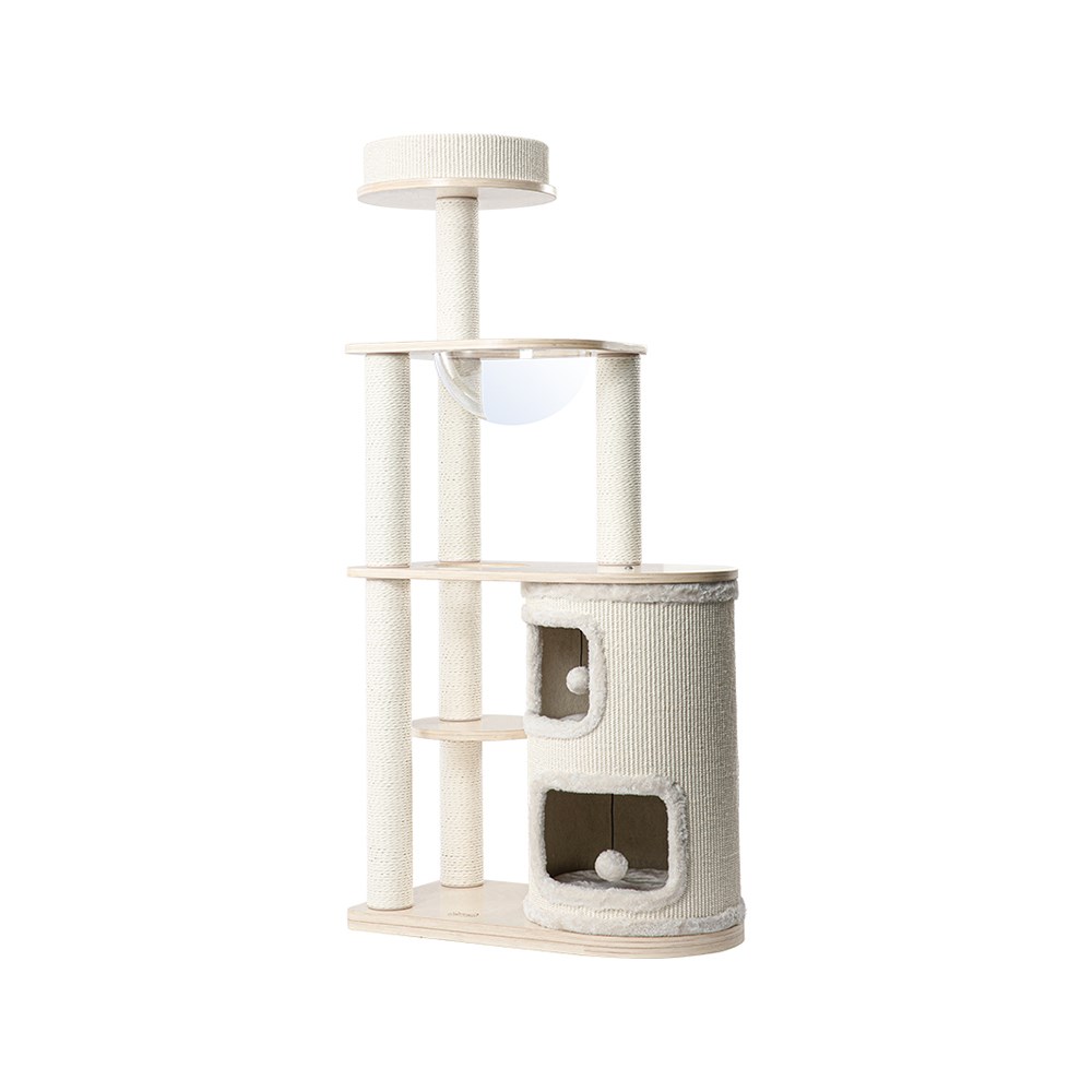 V390-230618-202507030915-00 HONEYPOTCAT Fun Oasis Wood Cat Tree & Activity Barrel - 135cm - Image 1