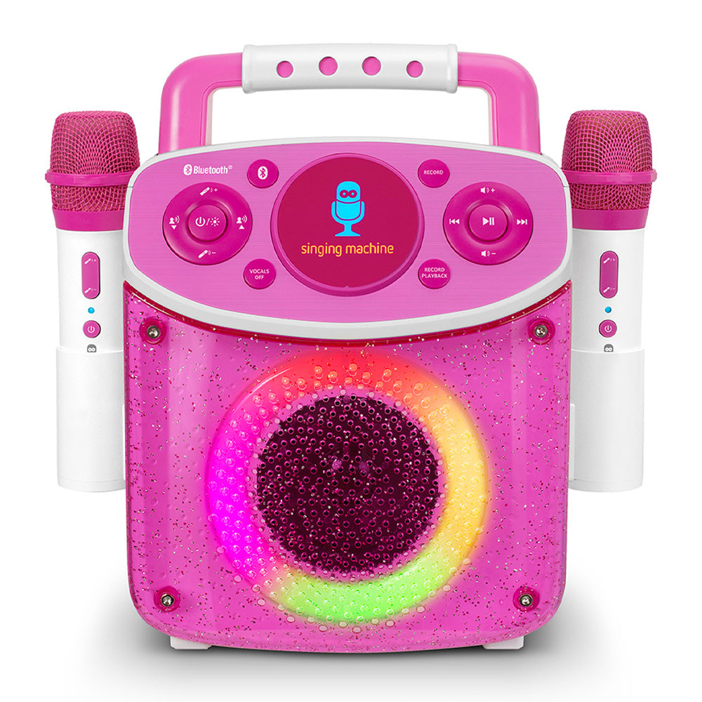 V398-SML294P-202507041120-00 Singing Machine Mini Sparkle Bluetooth Karaoke Speaker - Pink - Image 1