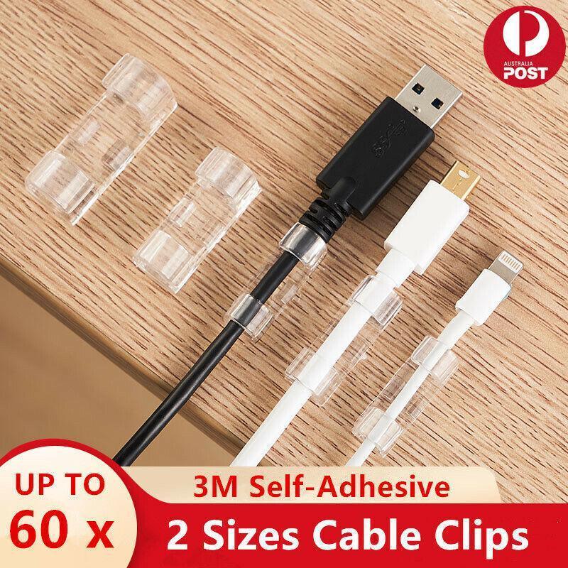 V528-9360101034825-202509302227-00 20PCS Cable Clips Management Holder Cord Wire Line Organizer Self-Adhesive M - M Size - Transparent x 20 PCS - Image 1