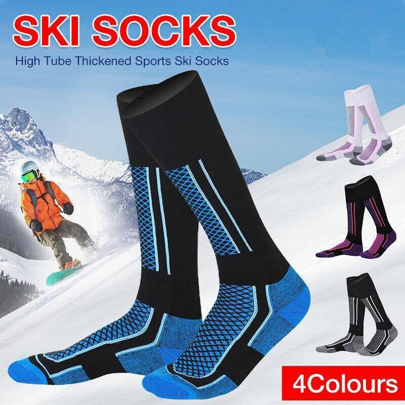 V528-9360312038360-202510010818-00 Men Women Long Warm Breathable Ski Socks Thicken Winter Sports Socks Au Stock - Pink&White(33-39) - Image 1