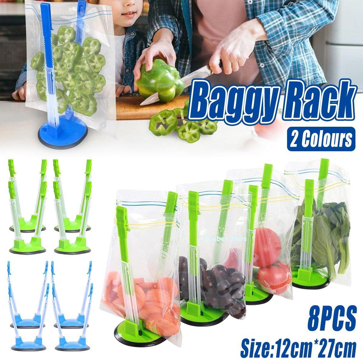 V528-BAG-HOLDER-8PCS-965321-202509251031-00 8PCS Kitchen Bag Holder Stand Plastic Storage Rack Food Storage Bag Organizer - Image 1