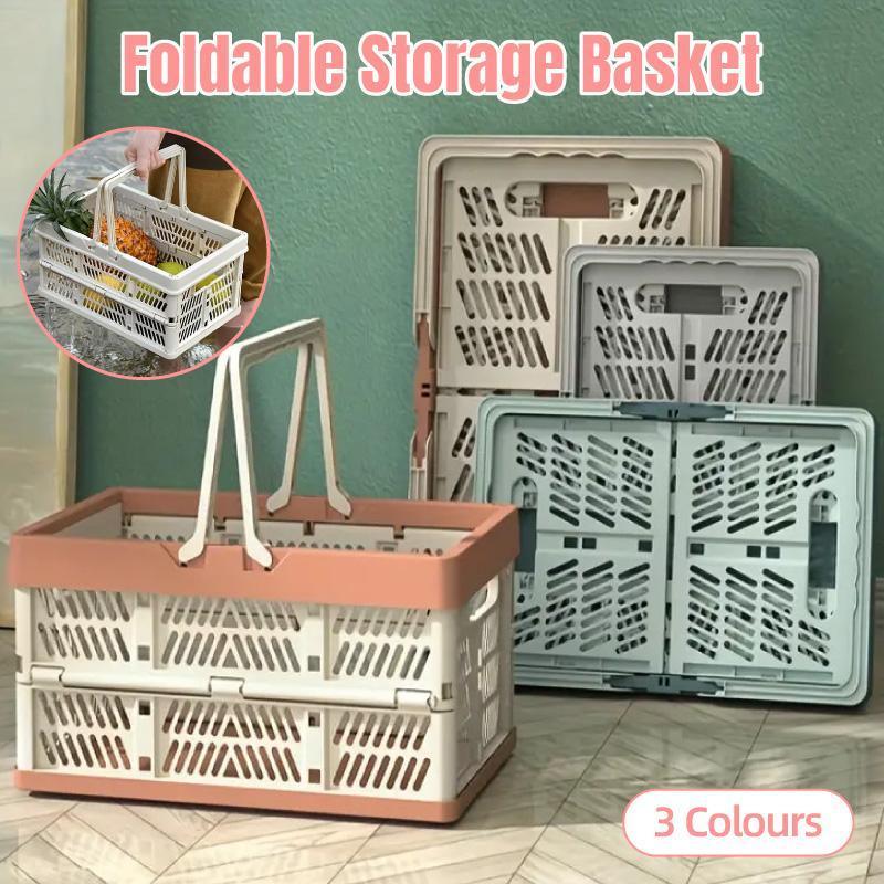 V528-BASKET-PINK-167134-202509301846-00 Foldable Portable Picnic Basket Lightweight Storage Basket for Outdoor Use - Pink - Image 1