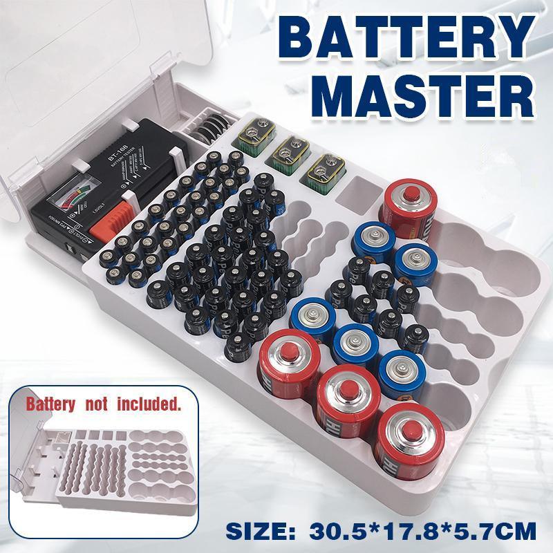 V528-BATTERYSTORAGE-785058-202509251415-00 93 Slot Battery Storage Organizer Holder with Tester-Battery Caddy Rack Case Box - Image 1