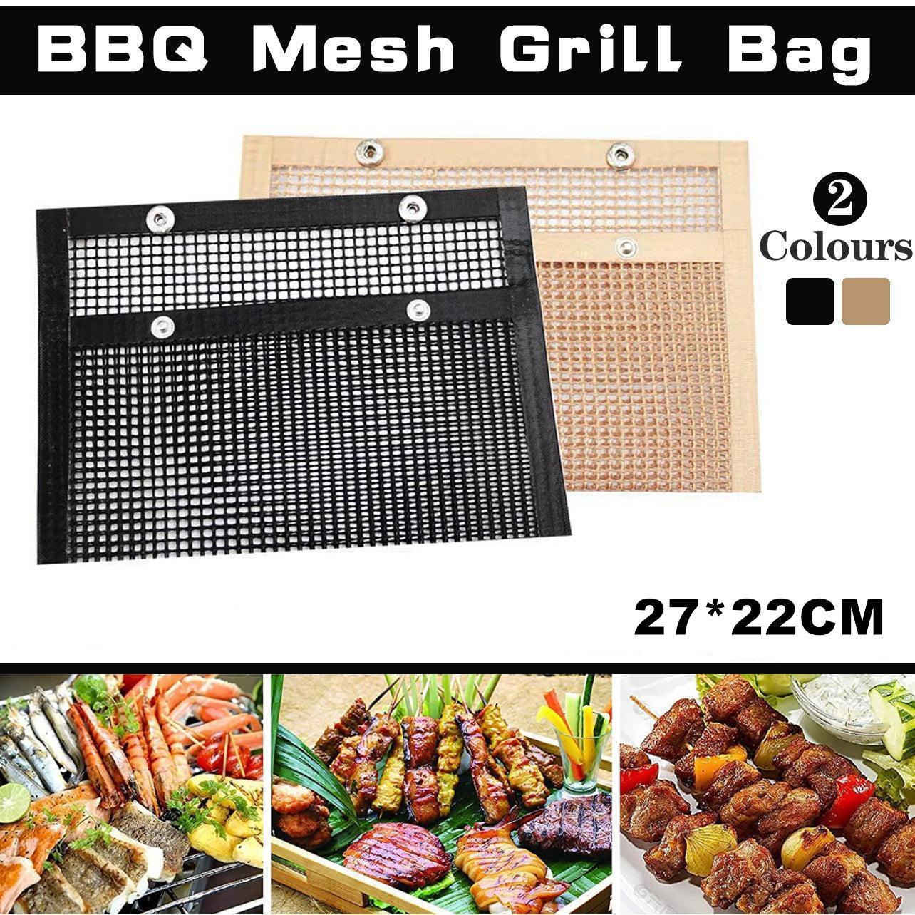 V528-BBQ-NETBAGCOPPER27-22CM-LARGE-202510010436-00 BBQ Mesh Grill Bag 27x22cm Non Stick Reusable Barbecue Grilling Basket Net - Copper - Image 1