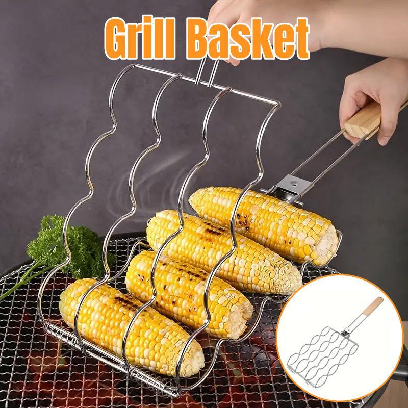 V528-BBQ-TONGS-591156-202509291854-00 Folding Handle Corn Grill Clip Anti Scald Barbecue Tool for Home Outdoor Cooking - Image 1