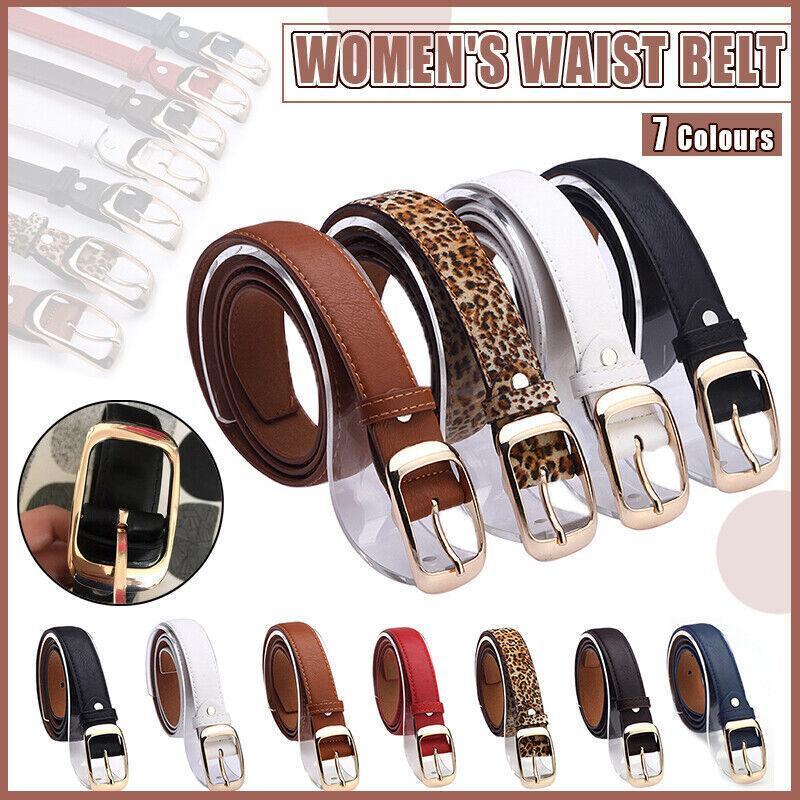V528-BELT-BROWN-154892-202509250916-00 Ladies Leather Belt Classic Buckle Fashion Waist Strap for Jeans Dresses Casual - Brown - Image 1