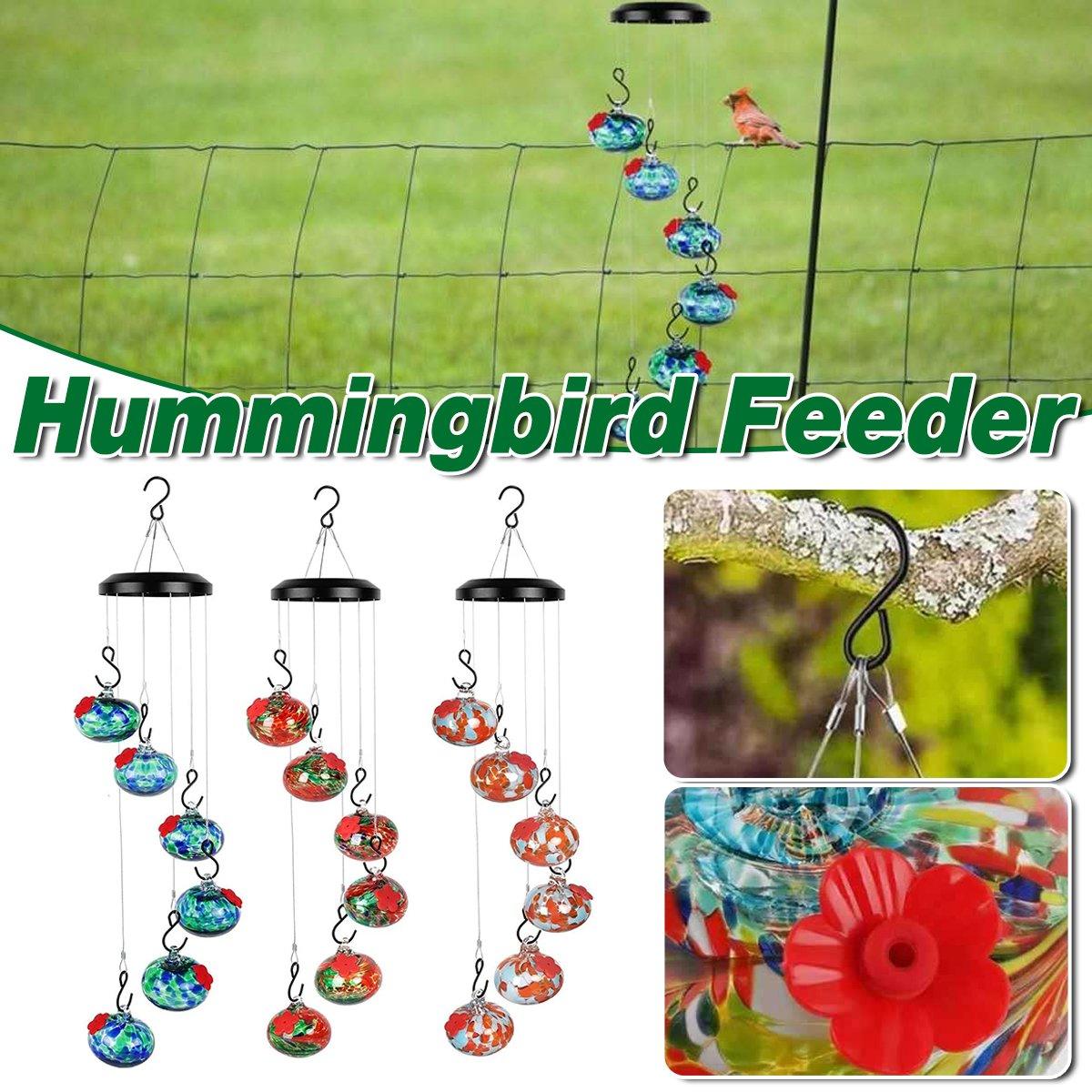 V528-BIRD-FEEDER-B-611388-202510010327-00 Hanging Hummingbird Feeder Outdoor Garden Nectar Dispenser Attracting Birds - Red Green - Image 1